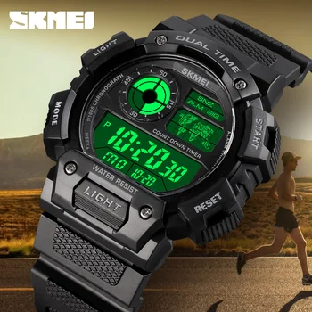 SKMEI Военно-спортивные водонепроницаемые мужские часы со светодиодной цифровой камуфляжной подсветкой, наручные часы с обратным отсчетом, модные мужские часы Reloj Hombre
