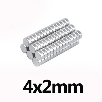 200шт 4x2 мм Постоянный Маленький круглый магнит 4x2 мм Неодимовый магнит диаметром 4 * 2 мм Мини-сильные магнитные магниты