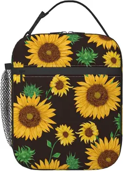 Ланч-бокс Sunflower, Термоизолированная многоразовая сумка для ланча, сумки-охладители для мужчин, работы, офиса, пикника, пеших прогулок