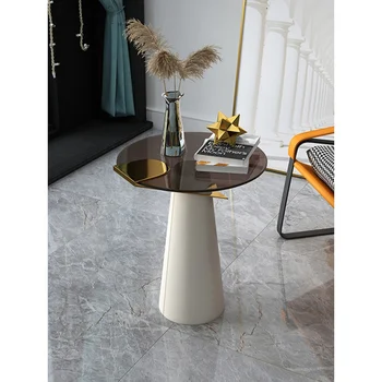 Итальянский легкий роскошный журнальный столик из закаленного стекла, простой дизайнерский круглый столик в современной гостиной.