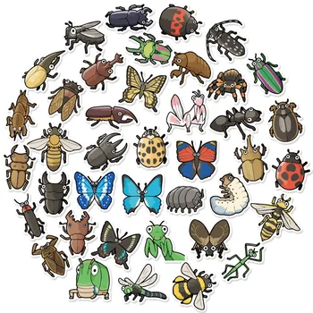 40шт Природа Животные Насекомые Пчелы Бабочки Божья коровка Наклейки для холодильника Насекомые Дневники Детские Развивающие игрушки Наклейки