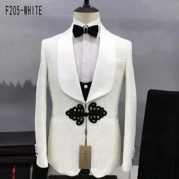 Новый мужской деловой мужской костюм из трех частей с галстуком-бабочкой 2023 года, полный комплект мужского банкетного костюма жениха