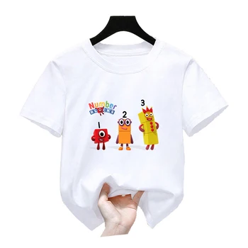 Детская милая одежда NumberBlocks, летняя модная футболка, футболки с героями мультфильмов для маленьких мальчиков, повседневные топы с короткими рукавами для маленьких девочек