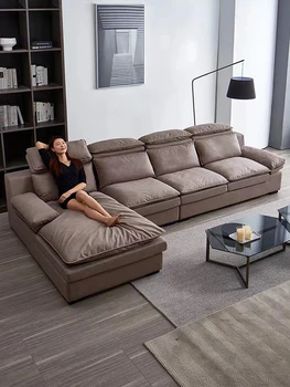 Тканевый диван в скандинавском стиле, современная минималистичная гостиная, домашний пуховик, роскошный угловой диван из латексной ткани без стирки