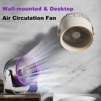 Беспроводной Настенный Электрический вентилятор с циркуляцией воздуха 4000 мАч, перезаряжаемый через USB, Небольшой Портативный настольный вентилятор для домашнего офиса
