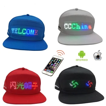 Программируемые приложением светодиодные шляпы с дисплеем сообщений, светящаяся мигающая бейсболка, крутые шляпы для вечеринок, светодиодные шляпы и кепки с прокруткой сообщений