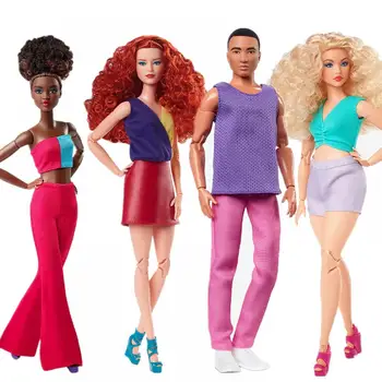 Оригинальная коллекция кукол Barbie Fashion Color, игрушки для девочек, фигурки, фирменные ретро Коллекционные куклы, Игрушки, подарок на День рождения HJW80