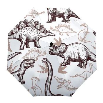 Мультяшный Эскиз Динозавра, Открытый Ветрозащитный зонт от дождя, Полностью автоматический, с восемью нитями, Мужские, женские, мужские Большие Зонты, зонтик
