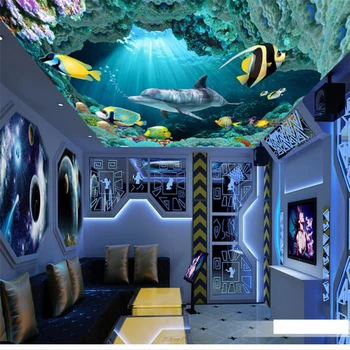трехмерные фотообои wellyu на заказ 3d фрески подводный мир dream 3D стерео фрески zenith потолочные 3D обои