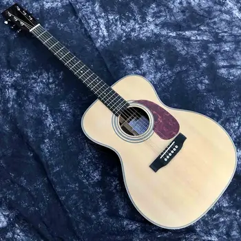 Изготовленная на заказ крышка из массива ели Sikta, задняя сторона из розового дерева, акустическая гитара OM Abalone в елочку