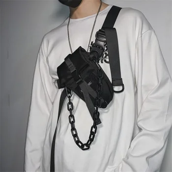 Тактическая нагрудная сумка в стиле хип-хоп с цепочкой, мужская техническая одежда, съемная поясная сумка, Корейские многофункциональные сумки через плечо на одно плечо