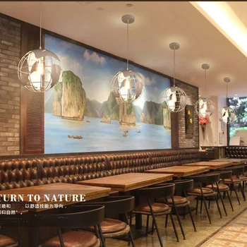 Современный минималистичный бар ресторан Освещение Креативное железное кафе Земной инструмент круглый светильник с одной головкой