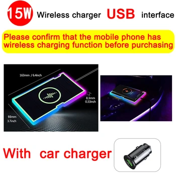 Автомобильное Беспроводное Зарядное Устройство Мощностью 15 Вт Для Мобильного Телефона Quick Charger Qi USB/Type-C со Светодиодной Подсветкой Защита от Перенапряжения для Авто