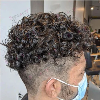 Сверхпрочный мужской парик на основе искусственной кожи, натуральная линия роста волос, мужской парик, черный, 20 мм, Европейская система человеческих волос, Мягкие шиньоны