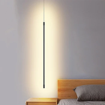 Минималистичный подвесной светильник у кровати в спальне Светодиодный подвесной светильник в современной гостиной Линейный светильник Рядом с диваном Атмосферный подвесной светильник