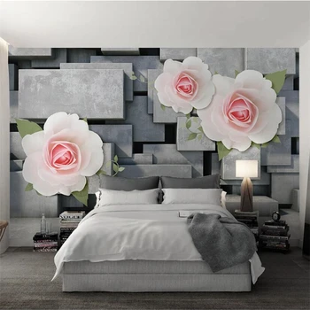 wellyu papel de parede Пользовательские обои Цементная 3d стена цветок розы большой фон стены обои для стен 3 d tapety