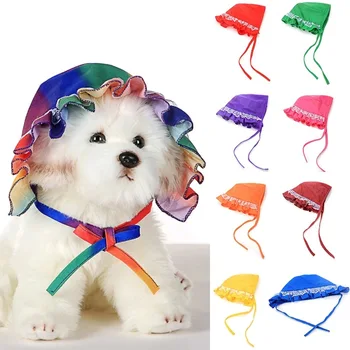 Летняя шляпа для домашних животных, модный галстук-шнурок, шляпа от солнца для собак, украшение для собак для путешествий на открытом воздухе, зоотовары