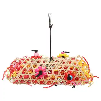 Попугаи Бамбуковое плетение из бумаги Качели Игрушка для жевания Клетка для домашних птиц Подвесная игрушка для игры в кусачки