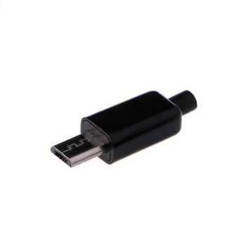 10 Комплектов 5-контактных штекерных разъемов типа Micro USB с пластиковой крышкой 4 в 1 DIY